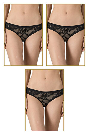 Özkan 25597 3'lü Paket Kadın Modal Pamuklu Dantelli Slip Külot