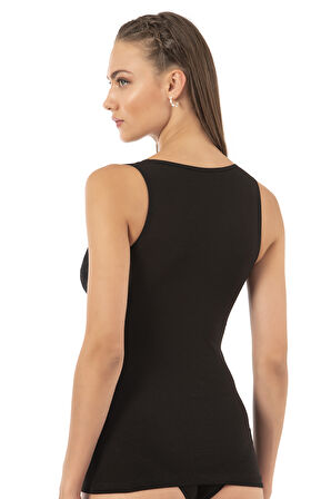 Özkan 25359 Kadın Pamuklu Süprem Esnek Rahat Yumuşak V Yaka Dantel Detaylı Kalın Askılı Atlet