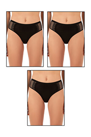 Özkan 25592 3'lü Paket Kadın Pamuklu Modal Esnek Rahat Dantelli Bato Külot