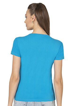 Özkan 21191 Kadın %100 Pamuklu Esnek Rahat Güpürlü V Yaka Kısa Kollu Bluz