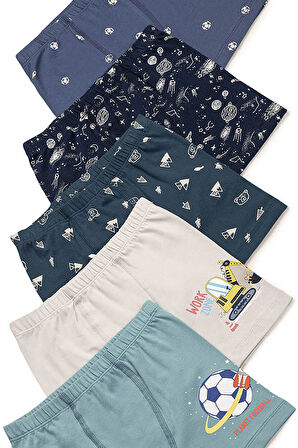 Özkan 31802 5'li Paket Erkek Çocuk Pamuklu Karışık Renkli Desenli Yumuşak Rahat Şort Boxer