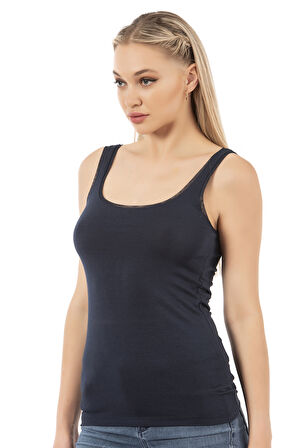 Özkan 25493 Kadın Premium Kumaş Modal Pamuklu Likralı Tül Biyeli Kalın Askılı Atlet