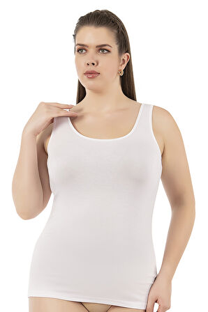 Özkan 25922 Kadın Viskon Esnek Yumuşak Kalın Askılı Yuvarlak Yaka Büyük Beden Örme Atlet