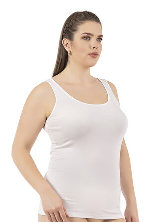 Özkan 25922 Kadın Viskon Esnek Yumuşak Kalın Askılı Yuvarlak Yaka Büyük Beden Örme Atlet