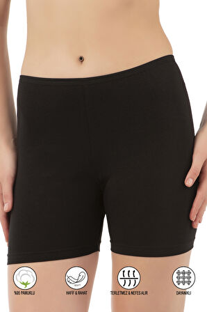 Özkan 26591 Kadın Pamuklu Likralı Süprem Esnek Rahat Ara Boy Diz Üstü Kısa Tayt Şort Boxer