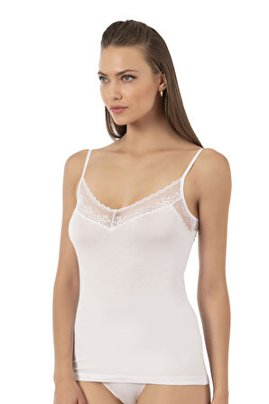 Özkan 26849 Kadın Pamuklu Modal Dantel Detaylı İnce Askılı Atlet