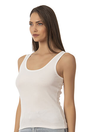 Özkan 26815 Kadın Soft Pamuklu Kaşkorse Fitilli Esnek Rahat Kalın Askılı Örme Atlet Bluz