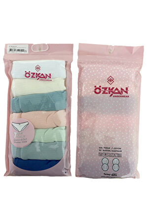 Özkan 26798 7'li Paket Kadın Fitilli Ribana Pamuklu Esnek Rahat Slip Bikini Külot