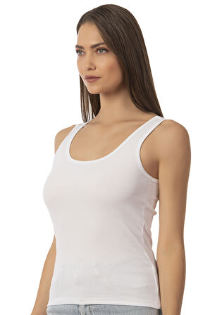 Özkan 26815 Kadın Soft Pamuklu Kaşkorse Fitilli Esnek Rahat Kalın Askılı Örme Atlet Bluz