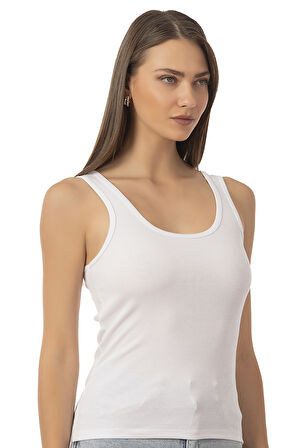 Özkan 26815 Kadın Soft Pamuklu Kaşkorse Fitilli Esnek Rahat Kalın Askılı Örme Atlet Bluz