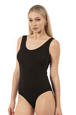 Özkan 26599 Kadın Pamuklu Modal Sıfır Kol Kalın Askılı Kancalı Çıtçıtlı Body