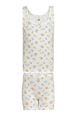 Özkan 43138 Kız Çocuk Pamuklu Kalın Askılı Atlet Şort İç Giyim Takım