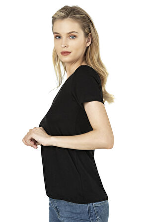 Özkan 26976 Kadın Premium Yumuşak Rahat Kumaş Viskon Bisiklet Yaka Kısa Kollu Örme T-Shirt