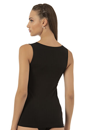 Özkan 26957 Kadın Süprem Pamuklu Esnek Rahat Yumuşak V Yaka Dantel Detaylı Kalın Askılı Atlet