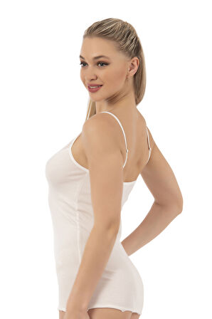 Özkan 26956 Kadın Premium Kumaş Esnek Viskon Kaşkorse Dantel Detaylı İp Askılı Atlet