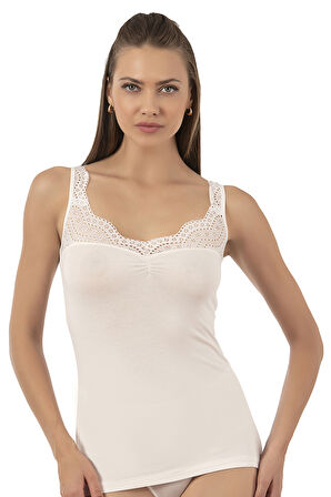 Özkan 26961 Kadın Pamuklu Modal Dantelli Esnek Yumuşak Kalın Askılı Atlet