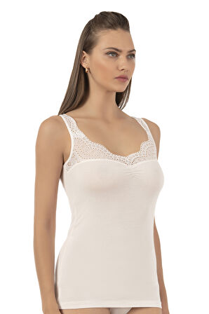 Özkan 26961 Kadın Pamuklu Modal Dantelli Esnek Yumuşak Kalın Askılı Atlet