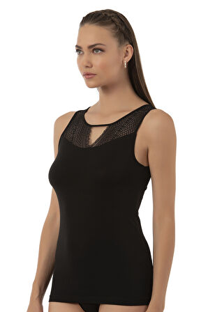 Özkan 26963 Kadın Pamuklu Modal Esnek Yumuşak Önü Dantelli Kalın Askılı Atlet