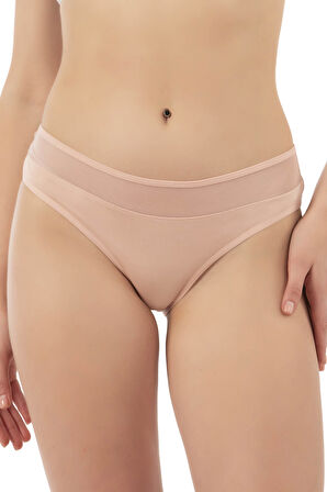Özkan 26797 7'li Paket Kadın Bel Kısmı Tül Detaylı Likralı Pamuklu Esnek Rahat Slip Bikini Külot