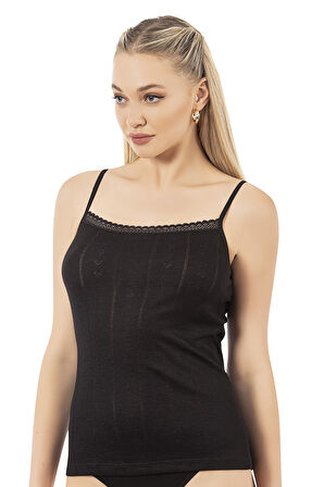 Özkan 27106 Kadın Viskon Transferli Ribana Esnek Rahat İp Askılı Örme Atle