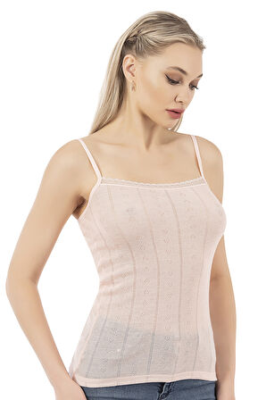 Özkan 27106 Kadın Viskon Transferli Ribana Esnek Rahat İp Askılı Örme Atle