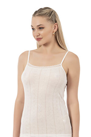 Özkan 27106 Kadın Viskon Transferli Ribana Esnek Rahat İp Askılı Örme Atle