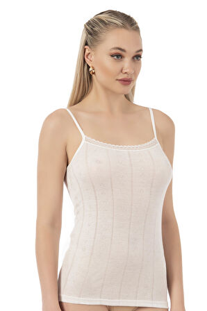 Özkan 27106 Kadın Viskon Transferli Ribana Esnek Rahat İp Askılı Örme Atle