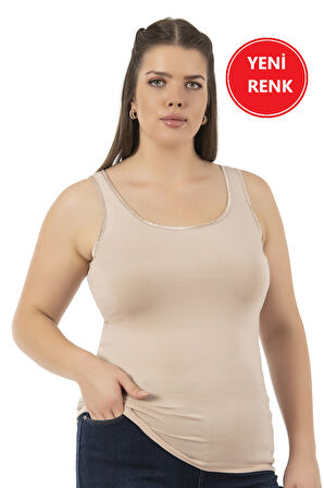 Özkan 25922 Kadın Viskon Esnek Yumuşak Kalın Askılı Yuvarlak Yaka Büyük Beden Örme Atlet