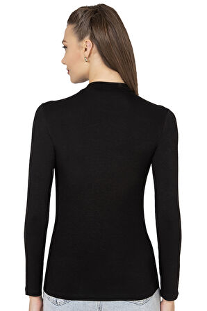 Özkan 27451 Kadın Yarım Balıkçı Yaka Preminyum Vorteks Viskon Kumaş Esnek Rahat Body Bluz