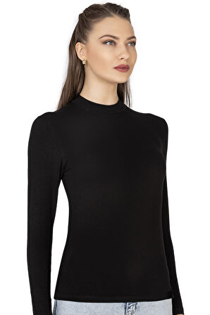 Özkan 27451 Kadın Yarım Balıkçı Yaka Preminyum Vorteks Viskon Kumaş Esnek Rahat Body Bluz