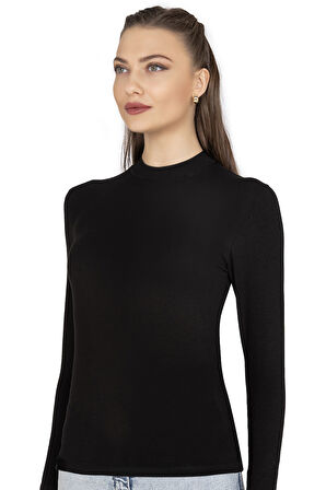 Özkan 27451 Kadın Yarım Balıkçı Yaka Preminyum Vorteks Viskon Kumaş Esnek Rahat Body Bluz