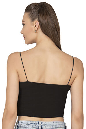 Özkan 27370 Kadın Modal Pamuklu Likralı Esnek Rahat Vücuda Oturan Spagetti Askılı Örme Crop Atlet