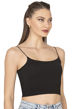 Özkan 27370 Kadın Modal Pamuklu Likralı Esnek Rahat Vücuda Oturan Spagetti Askılı Örme Crop Atlet