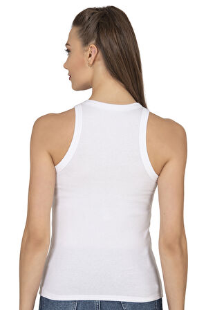 Özkan 27464 Kadın Pamuklu Kaşkorse Fitilli Esnek Rahat Halter Yaka Geniş Biyeli Örme Atlet