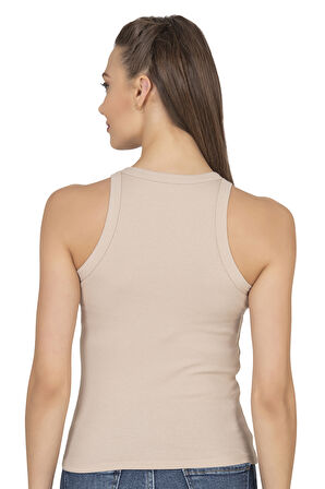 Özkan 27464 Kadın Pamuklu Kaşkorse Fitilli Esnek Rahat Halter Yaka Geniş Biyeli Örme Atlet