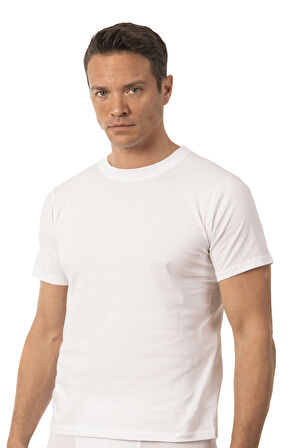 Özkan 12420 Erkek %100 Pamuklu Likrasız Penye Süprem Kumaş Kapalı Yaka Kısa Kollu T-shirt