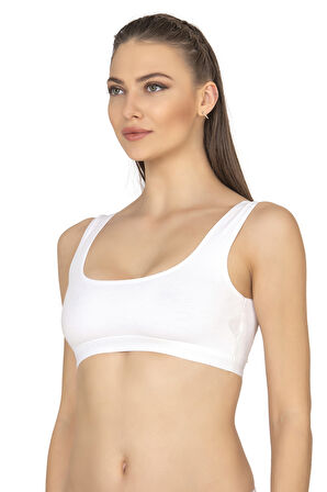 Özkan 27407 Kadın Pamuklu Likralı Çıkarılabilir Pedli Balensiz Süprem Kumaş Rahat Kalın Askılı Sütyen Büstiyer