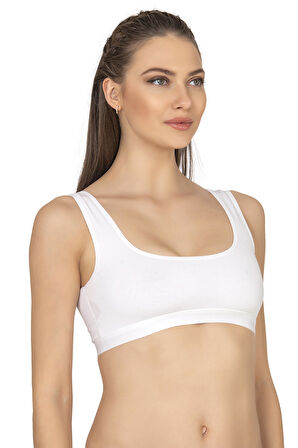 Özkan 27407 Kadın Pamuklu Likralı Çıkarılabilir Pedli Balensiz Süprem Kumaş Rahat Kalın Askılı Sütyen Büstiyer