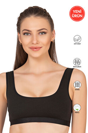 Özkan 27407 Kadın Pamuklu Likralı Çıkarılabilir Pedli Balensiz Süprem Kumaş Rahat Kalın Askılı Sütyen Büstiyer