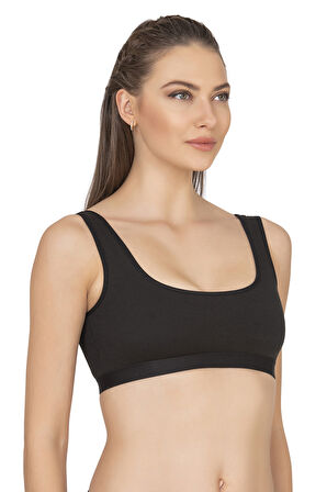 Özkan 27407 Kadın Pamuklu Likralı Çıkarılabilir Pedli Balensiz Süprem Kumaş Rahat Kalın Askılı Sütyen Büstiyer