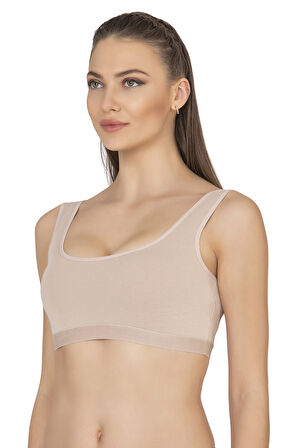 Özkan 27407 Kadın Pamuklu Likralı Çıkarılabilir Pedli Balensiz Süprem Kumaş Rahat Kalın Askılı Sütyen Büstiyer