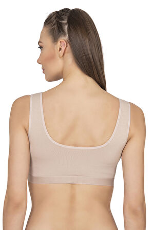 Özkan 27407 Kadın Pamuklu Likralı Çıkarılabilir Pedli Balensiz Süprem Kumaş Rahat Kalın Askılı Sütyen Büstiyer