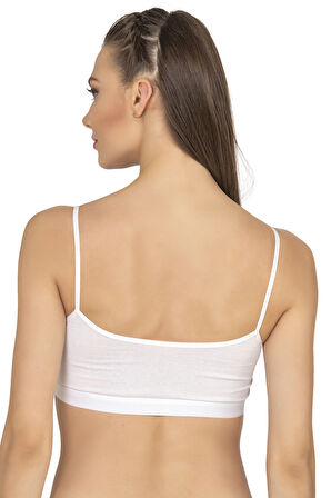 Özkan 27409 Kadın Pamuklu Likralı Çıkarılabilir Pedli Balensiz Süprem Kumaş İp Askılı Sporcu Sütyen Büstiyer