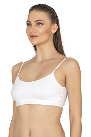 Özkan 27409 Kadın Pamuklu Likralı Çıkarılabilir Pedli Balensiz Süprem Kumaş İp Askılı Sporcu Sütyen Büstiyer