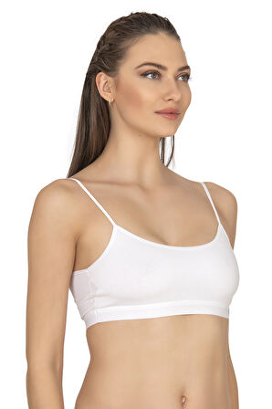 Özkan 27409 Kadın Pamuklu Likralı Çıkarılabilir Pedli Balensiz Süprem Kumaş İp Askılı Sporcu Sütyen Büstiyer