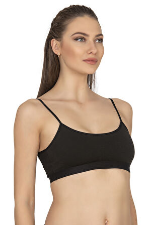 Özkan 27409 Kadın Pamuklu Likralı Çıkarılabilir Pedli Balensiz Süprem Kumaş İp Askılı Sporcu Sütyen Büstiyer