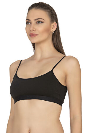 Özkan 27409 Kadın Pamuklu Likralı Çıkarılabilir Pedli Balensiz Süprem Kumaş İp Askılı Sporcu Sütyen Büstiyer