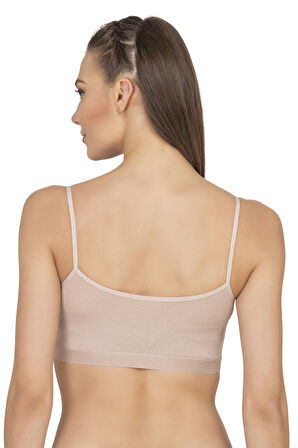 Özkan 27409 Kadın Pamuklu Likralı Çıkarılabilir Pedli Balensiz Süprem Kumaş İp Askılı Sporcu Sütyen Büstiyer