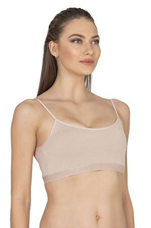 Özkan 27409 Kadın Pamuklu Likralı Çıkarılabilir Pedli Balensiz Süprem Kumaş İp Askılı Sporcu Sütyen Büstiyer