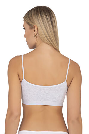 Özkan 27409 Kadın Pamuklu Likralı Çıkarılabilir Pedli Balensiz Süprem Kumaş İp Askılı Sporcu Sütyen Büstiyer